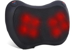 AERLANG Cuscino Massaggiante Shiatsu,Cuscini per Massaggi Elettrici Cuscino Massaggiante 3 Velocità 8 Nodi di Massaggio Cuscini per Massaggi con Riscaldamento, Multiuso per Casa Uffici