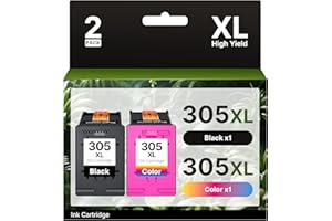 RUDGUZ 305XL Cartucce per HP 305 Nero e Colore Original Cartucce per HP DeskJet 2720 2720e 2820e 2700 2810e Deskjet Plus 4100 4220e 4120 4130 4130e Envy 6000 6020e 6032 6032e Envy 6020 6420e 6430e (2-Pack)