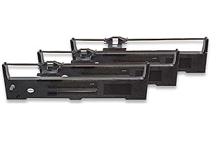 ‎VHBW vhbw 3x Farbband Schriftband kompatibel mit Epson FX-590, FX-890, FX590, FX890, LQ-590, LQ-890, LQ590, LQ890 Nadeldrucker, Bondrucker - Schwarz - Ersatz für C13S015337