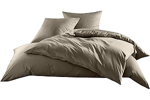 ‎BETTWAESCHE-MIT-STIL Mako-Satin Baumwollsatin Bettwäsche Uni einfarbig zum Kombinieren (Kissenbezug 80 cm x 80 cm, Braun)