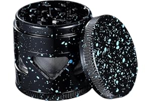 TIRIRS 2.5 Inches 4 Pieces Premium Herb Grinder - Aluminium Large Spice Grinder with Pollen Catcher, Comes with Pollen Scraper and Cleaning Brush, Black Blue