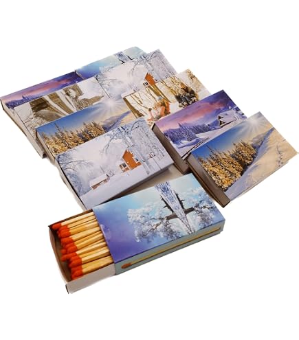 XL-Streichhölzer Im Weihnachtsdesign – 5 Schachteln à 45 Stück – 10 Cm Lang – Perfekt Zum Anzünden & Dekorieren