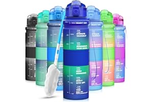 ZORRI Borraccia senza BPA, a prova di perdite, da 1 litro, da 1 litro, per bambini, uomini, donne, in Tritan, ecologica, per ciclismo, corsa, palestra, attività all'aperto