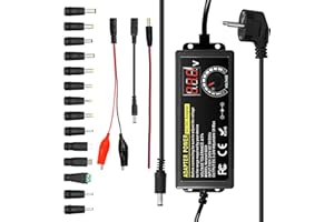 Wowfast - Fuente de alimentación universal (72 W, 3 V-24 V, regulable) - Fuente de alimentación conmutada AC/DC 100-240 V, con 14 boquillas, convertidor de polaridad + cable probador, máx. 3 A