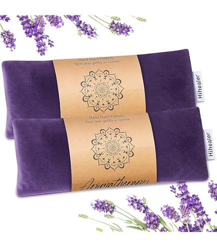 Masque Pour Les Yeux Avec Poids Et Lavande - Pour Sommeil, Méditation, Relaxation, Cadeau Bien-être (lot De 2, Blanc Et Violet) - 4