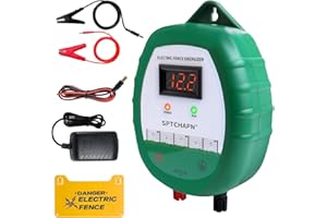 Sptchapn Electric Fence Charger Controller Powered by AC- Multi-Powered,2 Joules High-Power Output Energizer with LED Display,Repels Large Animal Cattle,Horse,Pet,Poultry for Livesock,Orchards,Gardens