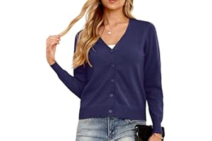 GRECERELLE Women's Lightweight Knit V-Neck Cardigan Jumper Casual Soft Long Sleeve Buttons Down Jumpers Tops for Dress Summer Evening Wedding