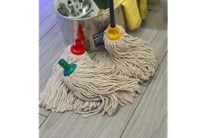 SAIF 6pcs of Socket Push Plastic PY 1.5s Cotton Mop Head Jumbo Large Mop Thick Absorbent Yarn for Everyday Home /Work Commercial Mop Heads for Heavy Duty Long Lasting (16oz 350g x-Large)