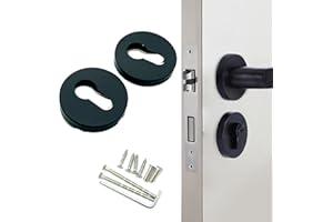 OHYER runde Edelstahl matt Rosette Türgriff Drückergarnitur Zylinderrosette matt oval rosette edelstahl schutzrosette für profilzylinder oval Schwarz Für Innen- und Außentüren Rundprofil-Zylinder (1#)