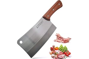 Kitory Mannaia Coltello 18cm, Coltello da Cuoco Cinese Professionale, Acciaio Inossidabile ad Alto Tenore di Carbonio, con Impugnatura Ergonomica