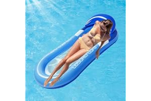 AHYDFSR Colchoneta Inflable Piscina con Reposacabezas y Malla, 160 * 80 cm, de Agua Juguetes para Tomar el Sol Camas de Aire para la Playa, Hamaca Flotante Piscina, para Piscina,Playa y Lagos