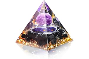 MPLEHDA Piramide in Orgonite 6cm Piramide di cristallo con Pietra di Ametista e Ossidiana del Bilanciamento del Chakra del Quarzo Cristallo di Guarigione di Rame Reiki