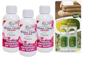 YESHI Mister CLean Kit 3 pz Profumo Concentrato Per Bucato 250 ml :Fiorita + Relevi Proteggi & Profuma