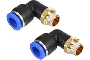PATIKIL Raccordo a Compressione 1/8", 2Pz Maschio PT Filettato a 90 Gradi Tubo 8mm Raccordi Aria Compressa Gomito e Dritto per Raccordo Tubo Aria, Adattatore Rapido Pneumatico, Blu