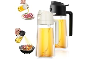 Bukuhlio 2 Pezzi Spruzzino Olio, 2 in 1 Spruzzino Olio per Friggitrice Aria, 470ml Spruzzatore Olio Nebulizzatore Olio Oliera Spray, Spray per Olio da Cucina per Cucinare, Cuocere, Grigliare, Insalata