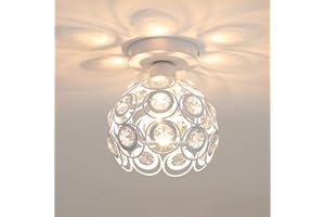 Dorlink Lámpara de Techo Cristal, Mini E27 Lampara Techo Blanco, Lampara Techo Colgante, Lamparas de Techo Salon, Pequeño Lampara Techo Dormitorio, Sala de Estar, Pasillo, Porche (Sin Bombillas)