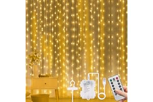 Vicloon Guirlande Lumineuse Rideau,Rideau Lumineux 300 LED 3m*3m,Basse Tension 5V,8 Modes d'Eclairage Etanche IP67 Exterieur et Interieur,Decoration pour Noël,Mariage,Anniversaire