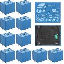 Youmile Lot De 10 Relais De Puissance PCB SRD-5VDC-SL-C 5V + SRD-12VDC-SL-C 12V Pour Arduino Avec Câbles DuPont 5 Broches