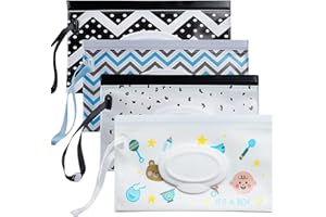 Baby Wet Wipe Pouch 4 Pack Baby Travel Wipe Case Wet Wipes Pouches Dispensers Reusable Refillable Wet Wipes Holder Portable Carrying Pouches - KAMHBE (4 PCS A)