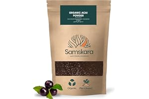 Polvo de Açai Orgánico Ecológico SAMSKARA | Acai en Polvo Bio Rico en Vitaminas y Minerales esenciales | Lote 2024 Frescura Garantizada - 250 gr