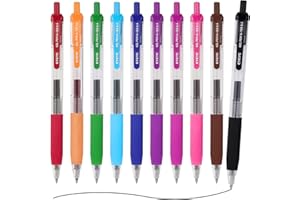 EYEYE G-103 Assorted Colours Gel Pens 0.5mm, 10 Pack Multicolor Retractable Pen Extra Fine Point Quick Drying, Ballpoint Pen Fine Point Smooth Writing Pens for Office & Back to School Supplies