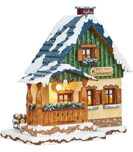 Hubrig Volkskunst Casa Di Fumo Invernale Con Luce – Decorazione Natalizia Originale Dai Monti Metalliferi, 11 Cm