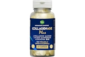 CISBANI PHARMA Collagene marino idrolizzato 1000mg + Acido Ialuronico 50mg + Coenzima Q10 30 MG per dose. Confezione da 45 tratamenti - arricchite con Vitamina C, Zinco e 100 mg Calendula - 90 Compresse