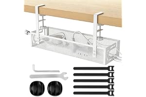 Yhjxly Kabelfack skrivbord utan borrning, 39 × 12 × 7 cm, kabelhylla med klämma för skrivbord, kabelkar skrivbord för hemmako
