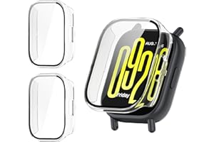 TINGYR 2-pak etui kompatybilne z Xiaomi Redmi Watch 5 Active, PC + szkło hartowane do ochrony ekranu, ochrona ekranu przed upadkiem, wszystko / włącznie etui do zegarka kompatybilne z Xiaomi Redmi