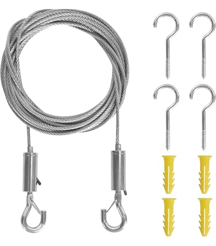 Hyakoz Câble Acier Inox 2mm X 10m - Kit Suspension Pour Rideaux, Photos, Décoration