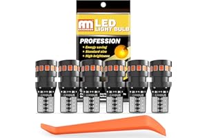ANTEMOON 194 LED Bulbs, 168 2825 T10 W5W Amber Yellow 18-SMD 2015 Super Bright LED Chips 12V Replacement Bulb Canbus Error Free for Car Interior Dome Map Door Courtesy License Plate Lights, Pack of 6
