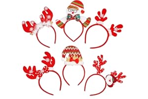 LOVEXIU Serre-têtes De Noël 6pcs,Bois De Renne,Serre Tete Noel Cerf, Noel Bandeau,Femme, Adulte,Enfant,Lot Serre Tete Noel,Coiffe De Noël Pour Noël, Décorations De Fête