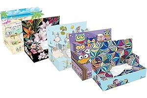 POPEXPRESSIONS POP EXPRESSIONS - Boîte De Mouchoirs - 3D Deco Hiboux, Fleur De Lys, California, Le Petit Prince, Psykadélik - 100% Cellulose - Doux & Résistant - 5 Boîtes - 75 Mouchoirs 3 Plis