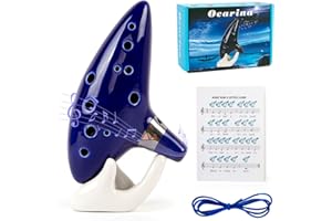 Kmise Ocarina 12 toni Alto C con cordino da collo per espositore per libro di canzoni (Navy blue)