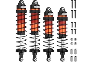 ARRAROWN 4PCS RC Shock 1:10 Aluminum Front & Rear Shocks Set Compatible with Arrma 1/10 Typhon 3S/2S, Granite 4x4, Bigrock, Senton, Replace for AR330550, AR330551 (Black Orange)