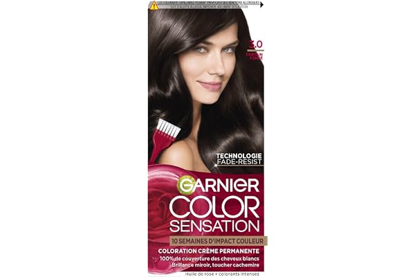 Garnier Color Sensation Coloration - Châtain Foncé 3.0 - Coloration Crème Permanente - Tous Types de Cheveux - Couleur jusqu'à 10 Semaines & Couvre les Cheveux Blancs 100%