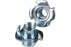 SS8 T Nuts Four Pronged Tee Nuts Zinc Plated Steel Anchors Blind Nut Captive Inserts for Woodworking and Furniture Heavy Duty Threaded Wood Insert Nuts with Sharp Prong Pack of: 50 Size: M4 x 8mm