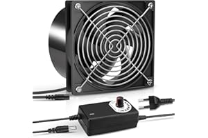 Lizoak Rohrventilator 100mm - Abluftventilator mit Geschwindigkeitsregler für Küche, Bad, WC, Gewächshaus & Garage - Ideal für Rauchabzug und Luftzirkulation