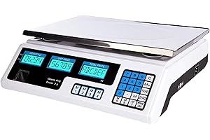 YASTA Bilancia Digitale Professionale Elettronica da Cucina Pesa alimenti Da Banco da 5Gr a 40 KG Pesa Pacchi Cassette Frutta Memoria prezzi Tasto Tara Batteria Ricaricabile Portatile a LED