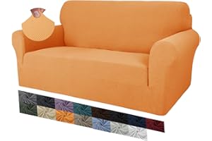 MAXIJIN Creative Jacquard Couchbezüge für 2-Sitzer, Super Stretch rutschfeste Liebessitz Sofabezug für Hunde Haustierfreundliche elastische Protector Loveseat Schonbezüge (2 Sitzer, Orange)