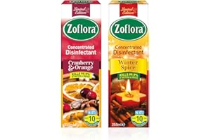 Zoflora Winter Spice and Cranberry & Orange 8pc x 250ml,Concentrated 3-in-1 Multipurpose Disinfectant Kills 99.9% of Bacteria & Viruses