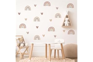 Little Deco Wandsticker Boho Regenbogen Set Wandtattoo Herzen für Kinderzimmer Schlafzimmer Wandaufkleber für Babyzimmer Wanddeko DL997-02