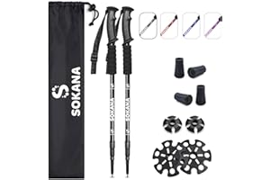 SOKANA Walking Poles 2 Pack Folding Walking Sticks for Men and Women | Lightweight Trekking Poles with Quick Lock System for Hiking Climbing Camping