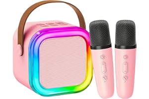 CUTEEEE Kids Karaoke Machine for Girls - Mini Karaoke Machine 2 Microphones, Kids Microphones with 4 Voice-Changing Effects, Ideal for Home Parties & Outdoor Fun, Gifts for Girls Ages 4-12+