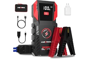 MIXBEL Arrancador de Baterias de Coche, 3000A Peak 12V Arrancador de Coches 24000mAh, Booster Arrancador Portatil para Motores Gasolina o DiéSel de 8L, con Luz LED, USB QC 3.0, Carga InaláMbrica