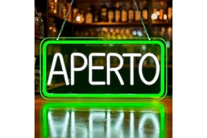 Lxmoneon Insegne luminose APERTO, USB Insegna al Neon Aperta per Negozio, Luce al neon a LED verde bianco per Bar, Ristoranti, Supermercato, Caffetteria, Cartello aperto appendere alla porta/finestra
