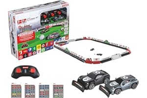 Carrera Véhicule RC Bundesliga Soccer - Terrain de Jeu avec 2 Mini Voitures RC - Ports, Ballon, Autocollants et Bandes - L'action de Course Rencontre Le Football - pour Les Enfants à partir de 6 Ans