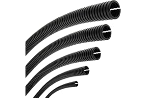 SeKi Tuyau ondulé Flexible - Diamètre intérieur : 4,5 mm - 2 m - Ouvert - Protection de câble - Gaine de câble - Noir
