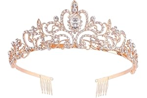 Makone Tiara Cristal Couronne avec Strass Peigne pour Couronne De Mariée Proms De Mariage Concours Princesse Parties