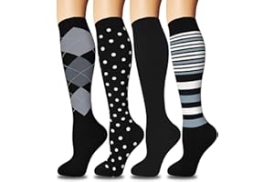 ‎ACTINPUT ACTINPUT 4 Paar Kompressionsstrümpfe für Damen Herren, Bunte Stützstrümpfe Kompressionssocken für Sport, Flug, Laufen, Reisen, Radsport, krankenschwester